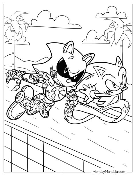 metal sonic coloring sheets|evil sonic coloring pages.